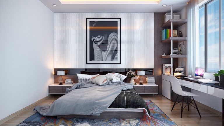 bedroom-accent-walls-vertical-slats-framed-artwork-mebelux