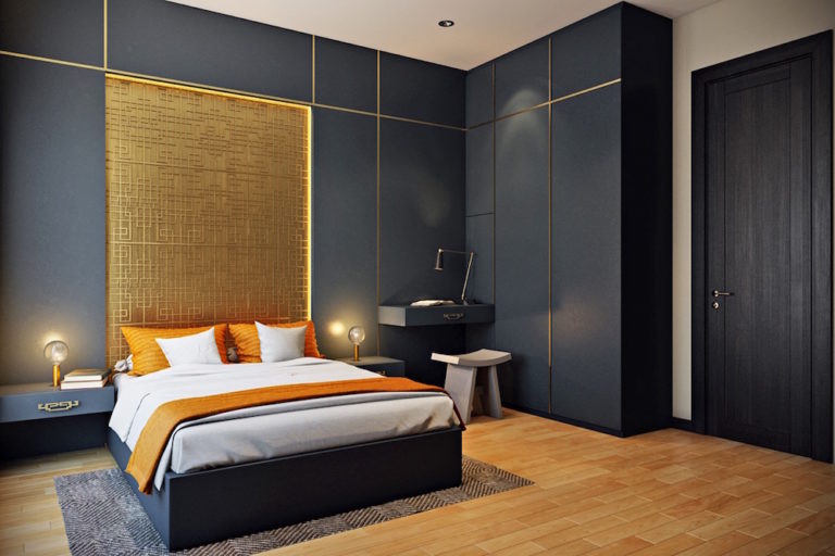 bedroom-golden-feature-wall-mebelux